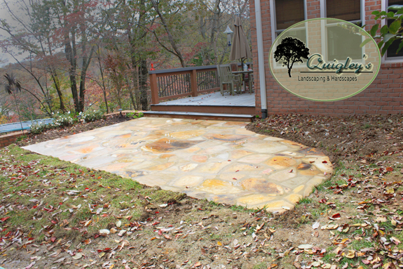 This is the after image where the stone patio is complete we built in Brentwood Tennessee.